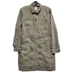 J JILL Jacket Womens Medium Gray Denim Long Casual Pockets Outdoor